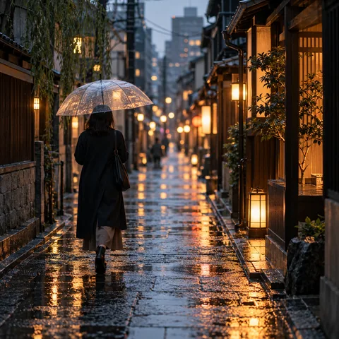 Rainy city alley